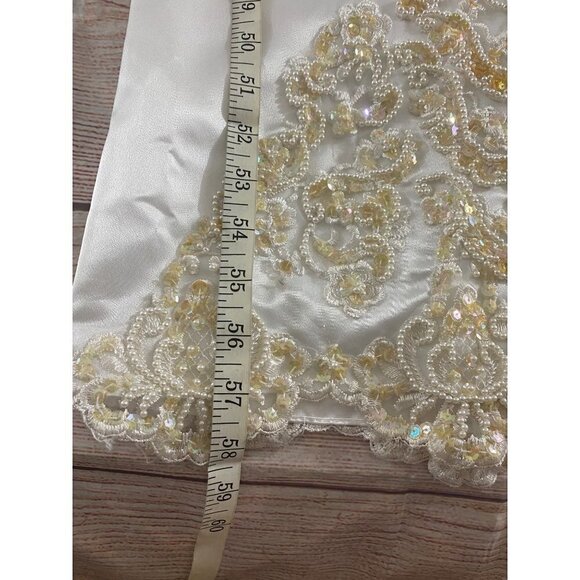 Vintage 90's Demetrios Beaded Puff Sleeve Wedding Dress W/Detachable Train - 0 - Picture 5 of 16